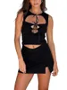 Zweiteiliges Kleid für Damen, Sommer-Outfits, ärmellos, Bandeau, Ausgehen, Crop-Tops, Mini, figurbetonter Rock, Sets, Club-Party, Streetwear (D