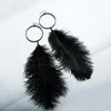 Pendientes colgantes Pluma de avestruz de invierno Círculo negro largo Pluma auténtica Joyería de niña Regalo de hermana al por mayor E7808 ZWPON