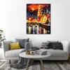 Vibrant Oil Painting Street Landscape Amsterdams Magic Handmade Canvas Art Contemporary Loft Decor