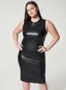 Plus Size Dresse Size Tank-Kleid aus mattem Leder, ärmellos, gerade, groß, 5XL, 6XL, 7XL, Kleider, knielang, Sommerkleidung, individuell 230613