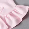 Ensembles de vêtements enfant en bas âge enfants fille vêtements été rose sangle col en V pansement hauts courts rayé pantalon court 2 pièces tenue enfants 1-7Y