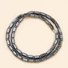 Correntes pretas hexagonais mistas planas contas redondas hematita natural feitas à mão colar neutro joias da moda ornamentos para festas