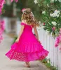 Robes à fleurs roses roses pour filles, jupe en dentelle à plusieurs niveaux Spaghetti, ligne A, robe d'anniversaire pour hôte de mariage