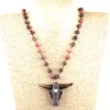 Hanger Kettingen Mode Boheemse Tribal Sieraden Frosted Halfedelsteen Handmake Verharde Hoorn Etnische Ketting