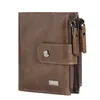 Brieftaschen Leder Männer Brieftasche Geldbörse Kleine Kartenhalter PORTFOLIO Portomonee Männlich Walet Tasche Kaffee Geld J123