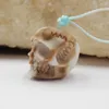 Loose Gemstones Carved Natural Stone Tibetan Two Eye Dzi Bead Agate Skull Pendant Earrings Beads12x13x4mm2.2g