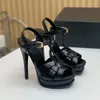 Waterdichte platform stiletto sandalen dames lakleer weven taps toelopende gesp avondjurk ontwerper hoge schoenen fabrieksschoenen maat 35-42 met doos