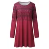 Casual Dresses Women's Autumn And Winter Furry National Wind Printed Long Sleeved Round Neck Dress Party