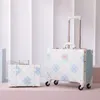 Suitcases Travel Suitcase On Wheels Set Retro 18 Inch Trolley Luggage Bag Fashion Women Carry Handbag Valises