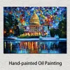 Eigentijds Abstract Art Capitol at Night Washington Met de hand gemaakt kunstwerk op Canvas Rest Room Decor