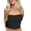 Camisoles Tanks Frauen Sexy Schulterfrei Ärmelloses Bodycon Crop Tube Top Sommer Rippenstrick Einfarbig Trägerloses Leibchen Bandeau Weste