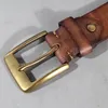 Other Fashion Accessories Vintage Luxury Handmade Leather Copper Buckle Man's Belt Cinturon Gotico Cowhide Retro All-match Casual Jeans Soft Belt ABC 230613