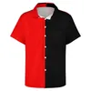 Erkekler rahat gömlek iki ton sirk gevşek gömlek erkek tatil kırmızı ve siyah hawaii desen kısa kollu yenilik büyük boy bluz