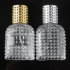 30ml Essential Oil Perfume Bottle Clear Glass Square Grid Grain Mist Pump Spray Bottle For Travel Perfume Diffuser Wholesale Qufcd