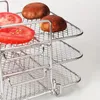 1 griglia per barbecue a 3 livelli, griglia per disidratazione a tre strati in acciaio inossidabile, accessori per friggitrice ad aria, griglia universale per griglia, griglia per cottura a vapore, accessori per la cucina