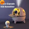 Ny ny rymdkapsel luftfuktare USB ultraljud cool mist aromaterapi vatten diffusor med LED -lätta astronautfuktare