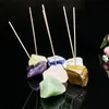 Natural Healing Raw Stone Incense Tray Gems Stick Base Holder Fragrant Plug Fluorite Amethyst Clear Quartz Fengshui Charms