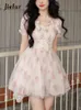 Robes décontractées basiques Jielur Lolita rose Y2k Mini robe femme plage à manches courtes robe florale mode coréenne décontracté doux robe de soirée courte été 230614