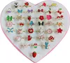 36pcs Little Girl Jewel Rings in Box Adjustable No Duplication Children Girls Kids Pretend Play Costume Princess Dress Up Jewelry Party Favors Toys