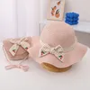 Cappelli Simpatici fiocchi Cappello di paglia Set borsa per bambina Secchiello estivo con borsa coordinata Protezione UV Bambini Spiaggia Sole 2-5 anni