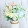 Fleurs séchées Roses artificielles pivoine en soie blanche de haute qualité bleu ciel mariée Bouquet décor de mariage fausse fleur accessoires pour la maison artisanat