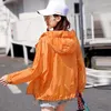 レディースジャケットサンプロテクション衣類レディース2023SPRINGサマージャケット韓国ファッションルーズビーチトップシンコート女性フード付き