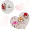 36 pcs Petite Fille Réglable Strass Gem Anneaux Jouet dans la Boîte Enfants Bijoux Anneau Ensemble Jouets avec Vitrine en Forme de Coeur Fille Faire semblant de Jouer et Habiller