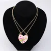 Dolce arcobaleno BFF lettere cuore collana designer per bambini lega sudamericana ciondolo rosa catena d'argento collana migliore amico gioielli regalo amico 2 pezzi / set