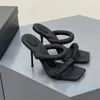 Toppkvalitet Casual Shoes Luxury Designer Webbing Black High Heel Women Sandals Soft Bottom High-Heeled Party Holiday