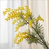Flores secas amarelo artificial mimosa spray cereja ramo de frutas planta vermelha decoração de casamento para decoração de casa