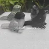 Natürliche Quarzkristall-Vogelfigur, niedlicher schwarzer Obsidian, Que-Sera-Stein, Erdbeerquarz, Jade, Tai Chi, Yin-Yang-Edelstein, Spatzen-Statue, besonderes Geschenk für Jungen und Mädchen