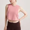 LL-021 Tank Top Crew Neck Crop Top Running Summer Breathable Fitness Yoga Vest Women's Sleeveless Loose Breathable Sportswear Blouse in Summer