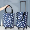 Resväskor Portable Folding Shopping Bag Women's Big Pull Cart Påsar för arrangör Köp grönsaker Trolley på hjulen på marknaden