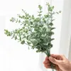 Dried Flowers 10Pcs Artificial Plants Plastic Eucalyptus Leaves Wedding Bouquet Home Garden Wall Diy Room Christmas Autumn Decorations