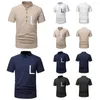 Men's Casual Shirts T-Shirt Blouse Mens Buttons Tops Slim Fit Fashion Solid Pockets Cotton Linen Collar Pocket Color Matching Shirt