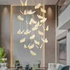 Pendelleuchten Moderne LED Kreative Schmetterling Lichter Kristall Goldener Kronleuchter für Leiter Drehtreppe Treppe Loft Villa Duplex