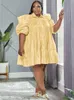 Plus size Dresses Wmstar Size Dresse 4xl 5xl Solid Loose Pleated Half Sleeve Casual Ball Gown Shirts Midi Dress Wholesale Drop 230613