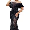 Plus size Dresses Size Evening Sequin Dress Mesh See Through Clothing Female Luxury Elegant Robe 2023 Summer Women Trendy Party In 230613