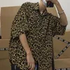Camisas casuais masculinas Camisa da moda manga curta estampa de leopardo macia verão masculino antiborboto streetwear retrô