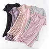 Women's Sleepwear Ruffles Round Neck Solid Color Short Sleeve Nightgown Sleep Dress Homedress Night Homewear Modal Chest Pad Slreepwear