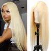 613 miodowe blond ludzkie włosy koronkowe peruki czołowe 13x4 proste HD przezroczyste zamykanie Brazylijskie 34 cale dla kobiet 200 -gęstości