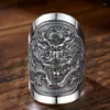 Cluster Rings Vintage Creative Silver Male Personality Trendy Chinese Zodiac Dragon Opening Adjustment Ring Jewelry Accessory