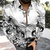 Camisas casuais masculinas outono inverno camisa longa masculina de lapela 3D mais recente casual diário retrô padrão tema masculino camisa superior botão cardigã 230613