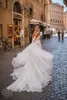 Strand spets bröllopsklänningar sexig älskling brudklänningar applicerade delade bohemiska långärmade vestido de noiva