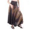 Skirts Vintage Ladies Ankle-Length Boho Skirt Floral Print Elegant Beach Bohemian High Waist Midi Women A-Line Ruffle