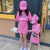 Одежда набор детской одежды набор розовых девочек футболка и юбки устанавливают девочки, плиссированные юбки подростки, девочки, мультфильм матч 14 лет 230613