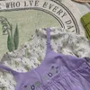 Ensembles de vêtements pour enfants 2023 printemps violet-vert chemise de poupée à petites fleurs brodé ensemble de deux pièces