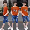 Kleidungssets Mode Jungen Kleidungssets Sommer Kurzarm Sweatshirt Jeans Kinder Trainingsanzug Kinderkleidung Teenager 6 8 10 12 14 Jahre 230614