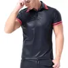 Herren-T-Shirts, sexy, weiches, mattes Lederwesten-Kurzarm-T-Shirt für Herren