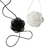 Choker Gothic Elegant Cloth Rose Collar Big Flower Clavicle Chain Necklace For Women Wedding Bridal Temperament Jewelry
